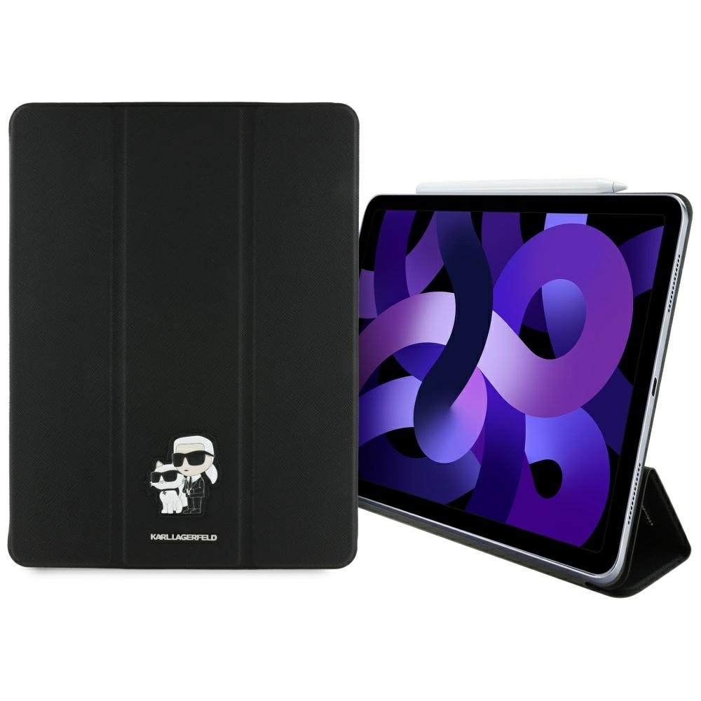 Karl Lagerfeld Saffiano Magneettinen iPad Air 13" 2024 Suojakotelo - Musta Choupette