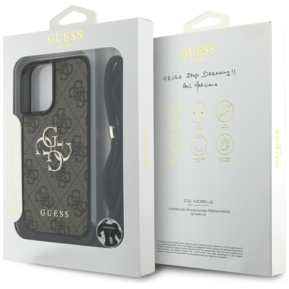Guess 4G Big Logo Crossbody Case for iPhone 16 Plus - Ruskea