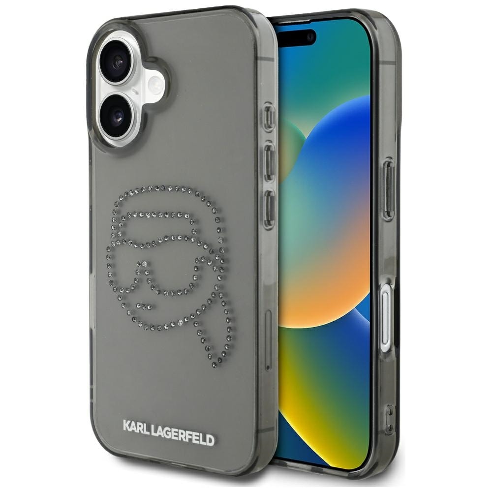 Karl Lagerfeld IML strassit Karl Head Case varten iPhone 16 Musta musta