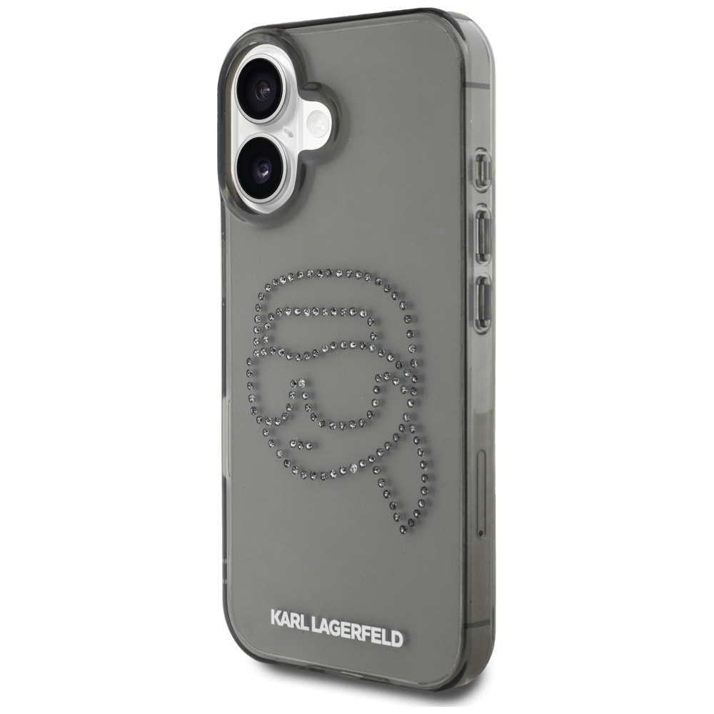 Karl Lagerfeld IML strassit Karl Head Case varten iPhone 16 Musta musta
