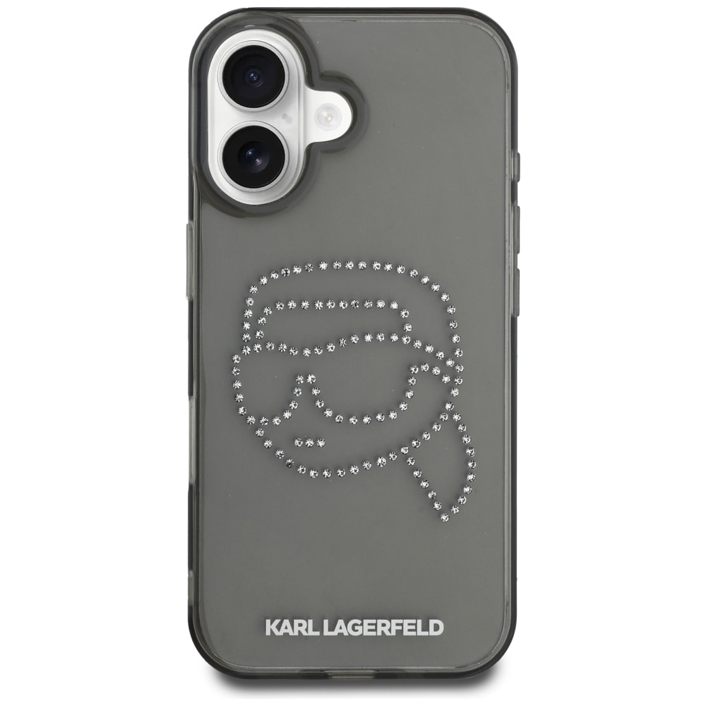 Karl Lagerfeld IML strassit Karl Head Case varten iPhone 16 Musta musta