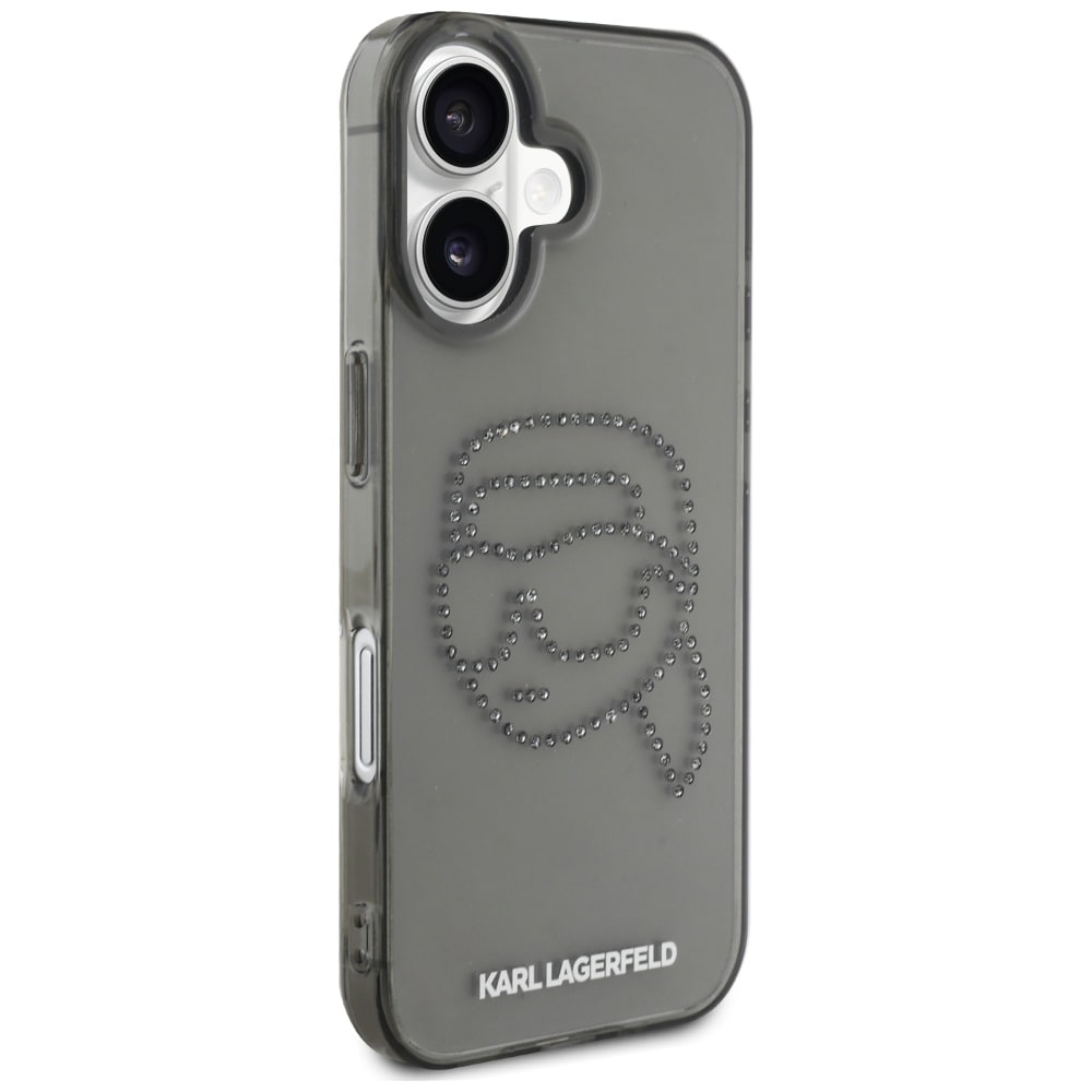Karl Lagerfeld IML strassit Karl Head Case varten iPhone 16 Musta musta