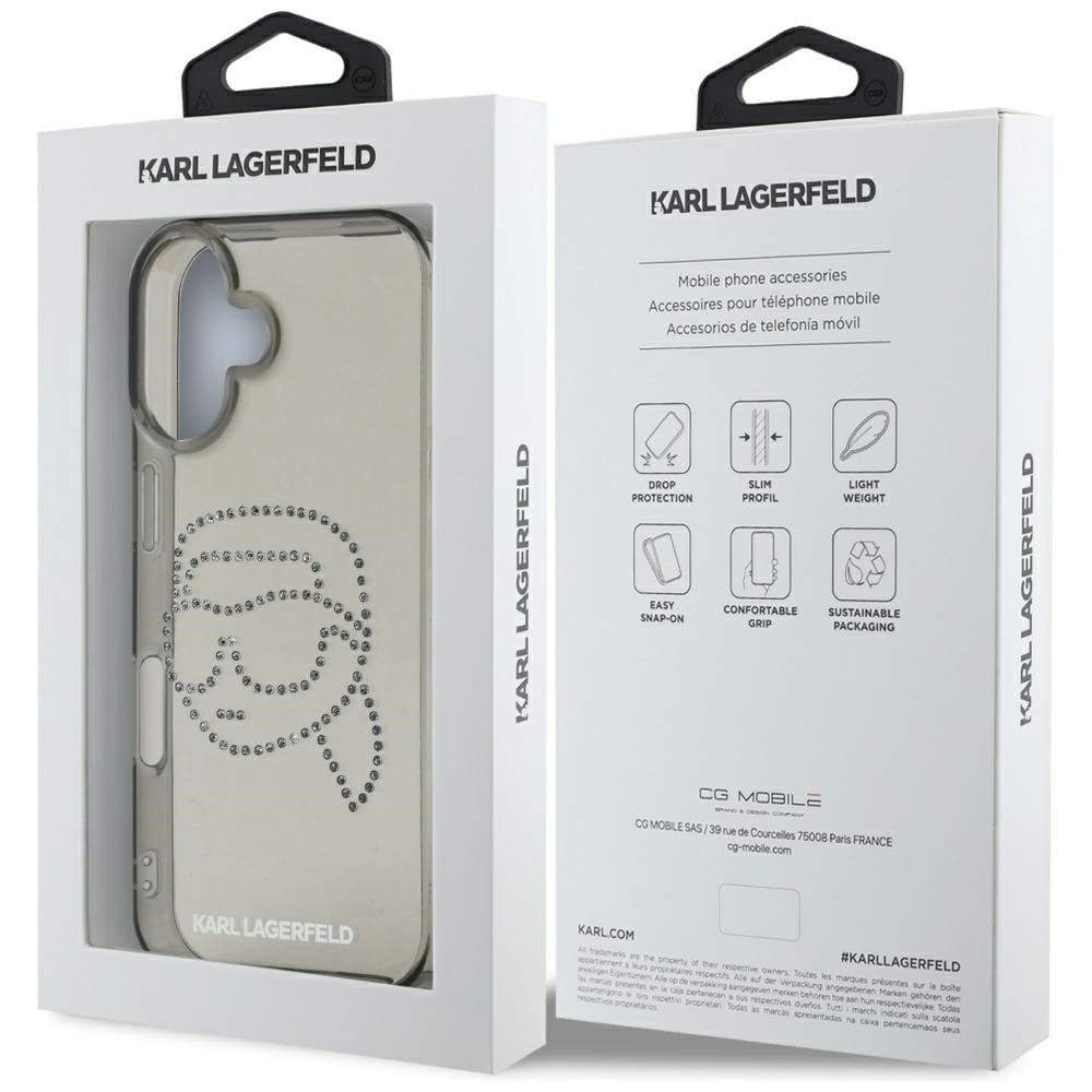 Karl Lagerfeld IML strassit Karl Head Case varten iPhone 16 Musta musta