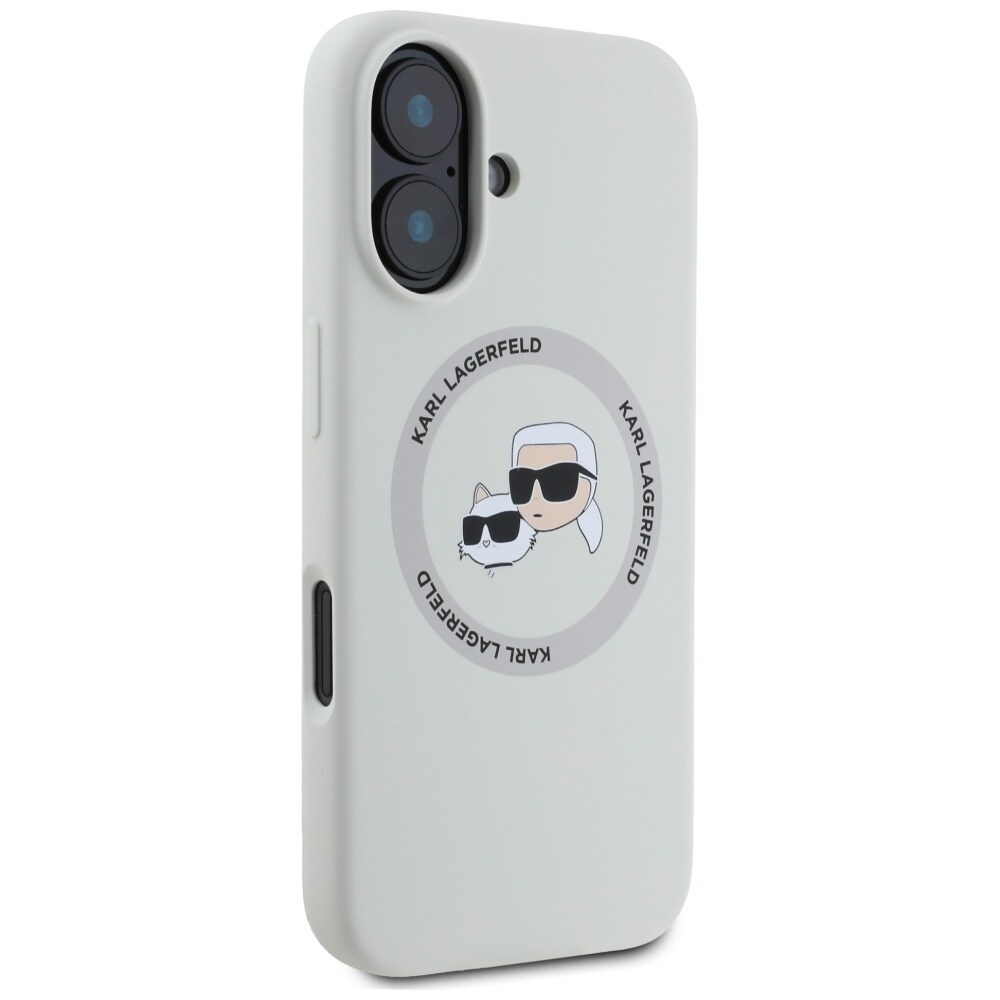Karl Lagerfeld Silikoni Double Heads ja Circle MagSafe tapauksessa iPhone 16 beige