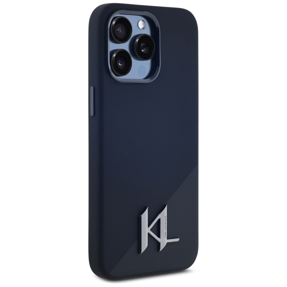 Karl Lagerfeld Silikoni Shadow Metal Initial MagSafe Case for iPhone 15 Pro Musta