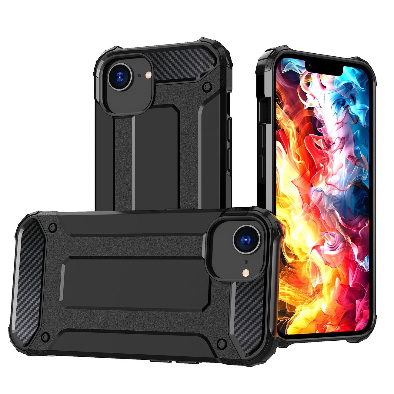 Hybrid Armor Case for iPhone 16e - Musta