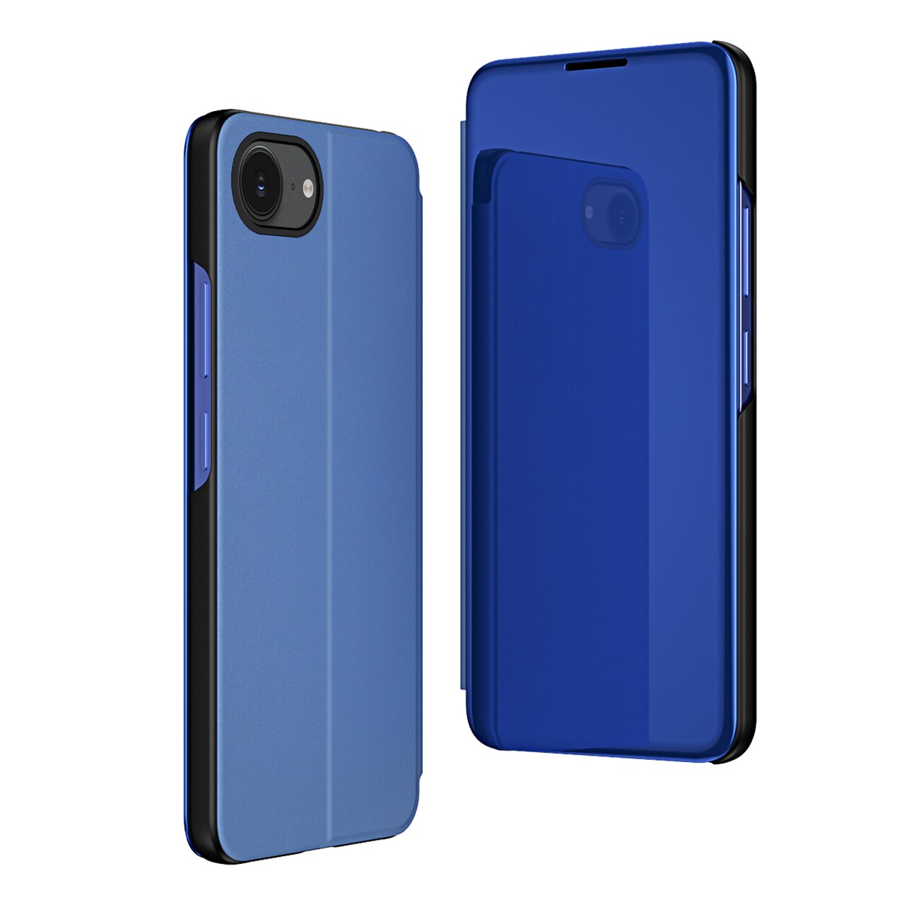 Clear View Case for iPhone 16e Flip Cover - sininen