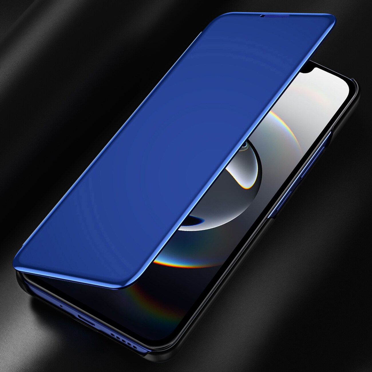 Clear View Case for iPhone 16e Flip Cover - sininen