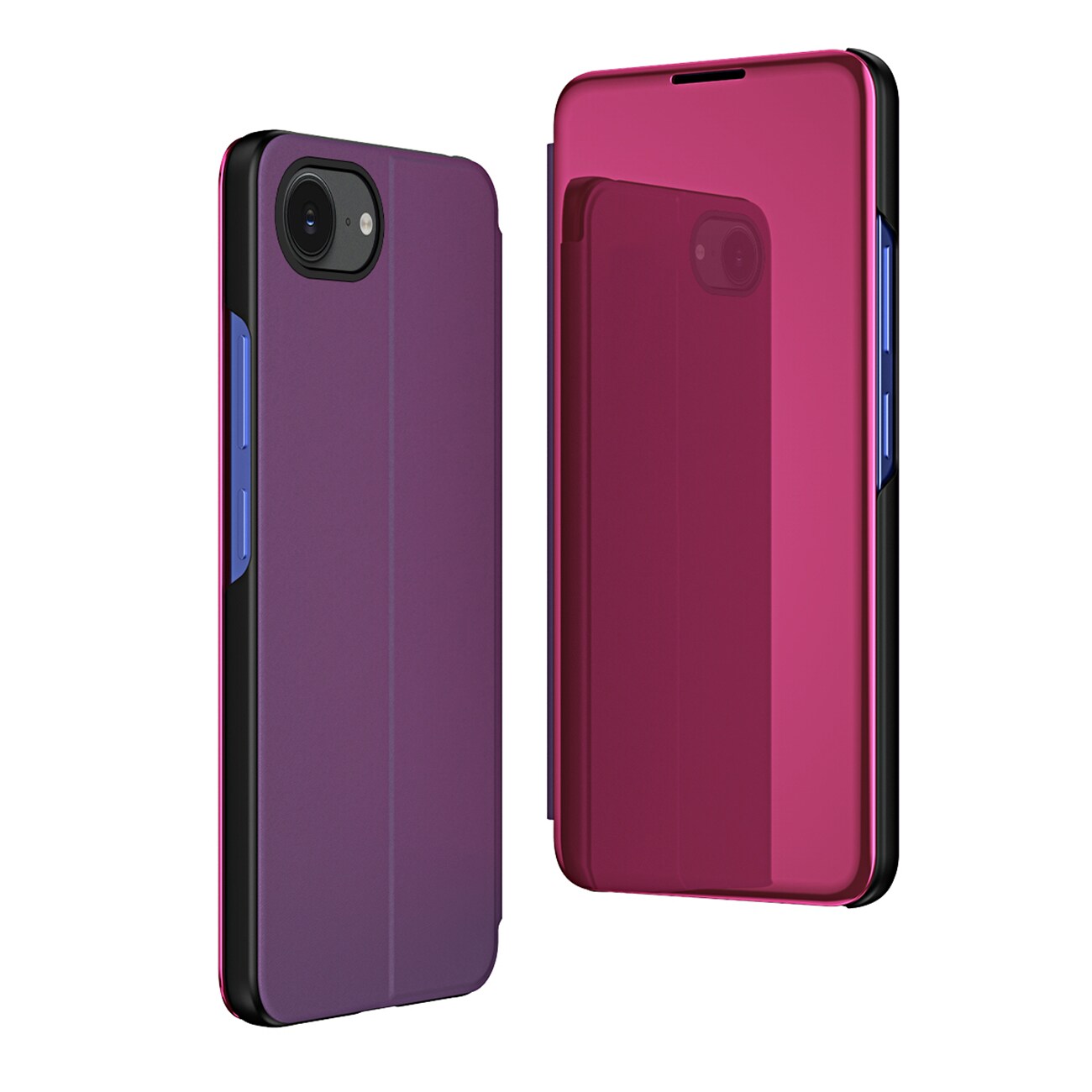 Clear View Case for iPhone 16e Flip Cover - vaaleanpunainen