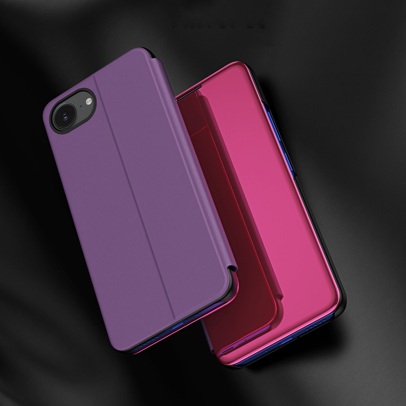 Clear View Case for iPhone 16e Flip Cover - vaaleanpunainen