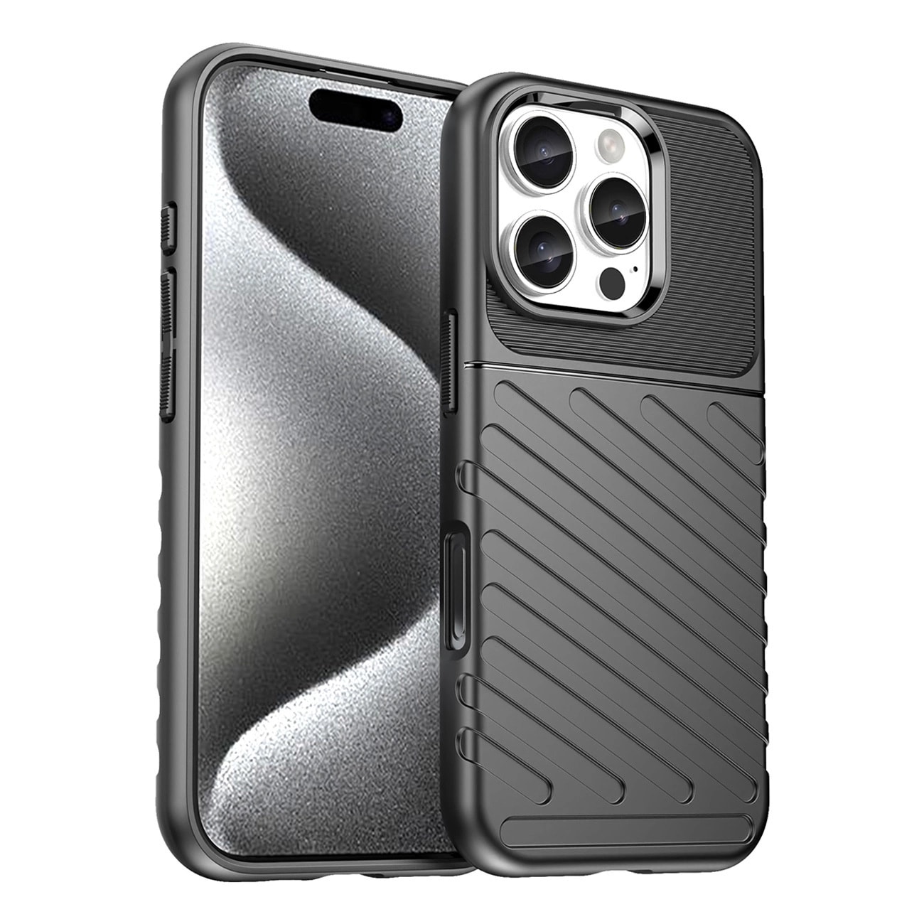 Thunder Case for iPhone 16e Silikoni panssaroitu suojus - musta