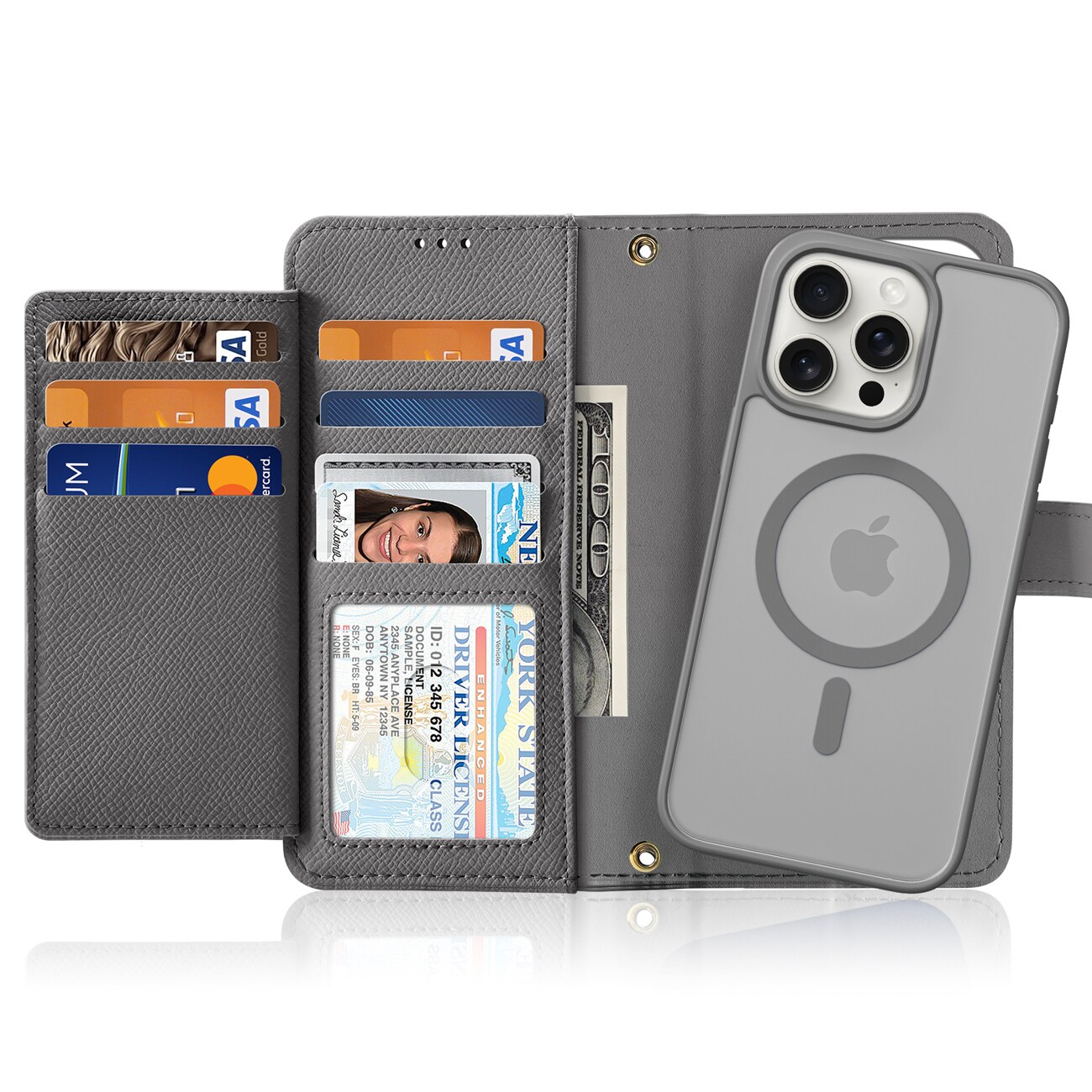 Dux Ducis Lawa Nahkakotelo iPhone 15 Pro:lle - harmaa