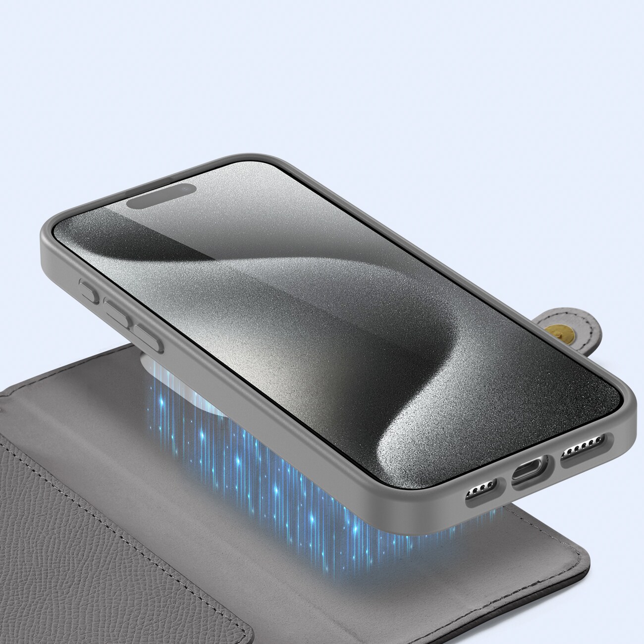 Dux Ducis Lawa Nahkakotelo iPhone 15 Pro:lle - harmaa