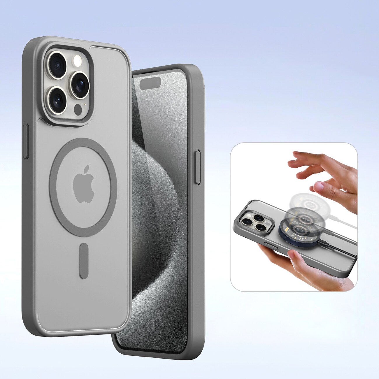 Dux Ducis Lawa Nahkakotelo iPhone 15 Pro:lle - harmaa