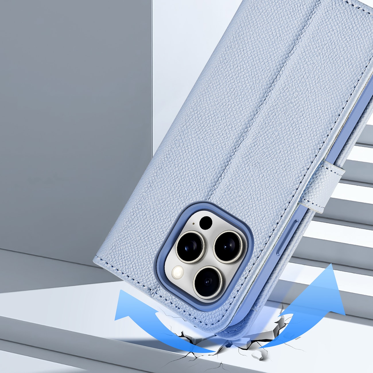 Dux Ducis Lawa Nahkakotelo iPhone 15 Pro:lle - Sininen