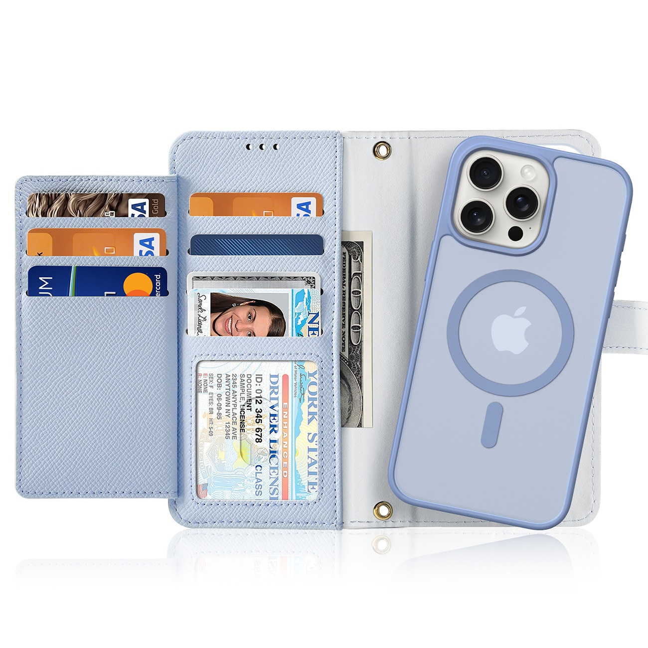 Dux Ducis Lawa Nahkakotelo iPhone 15 Pro:lle - Sininen