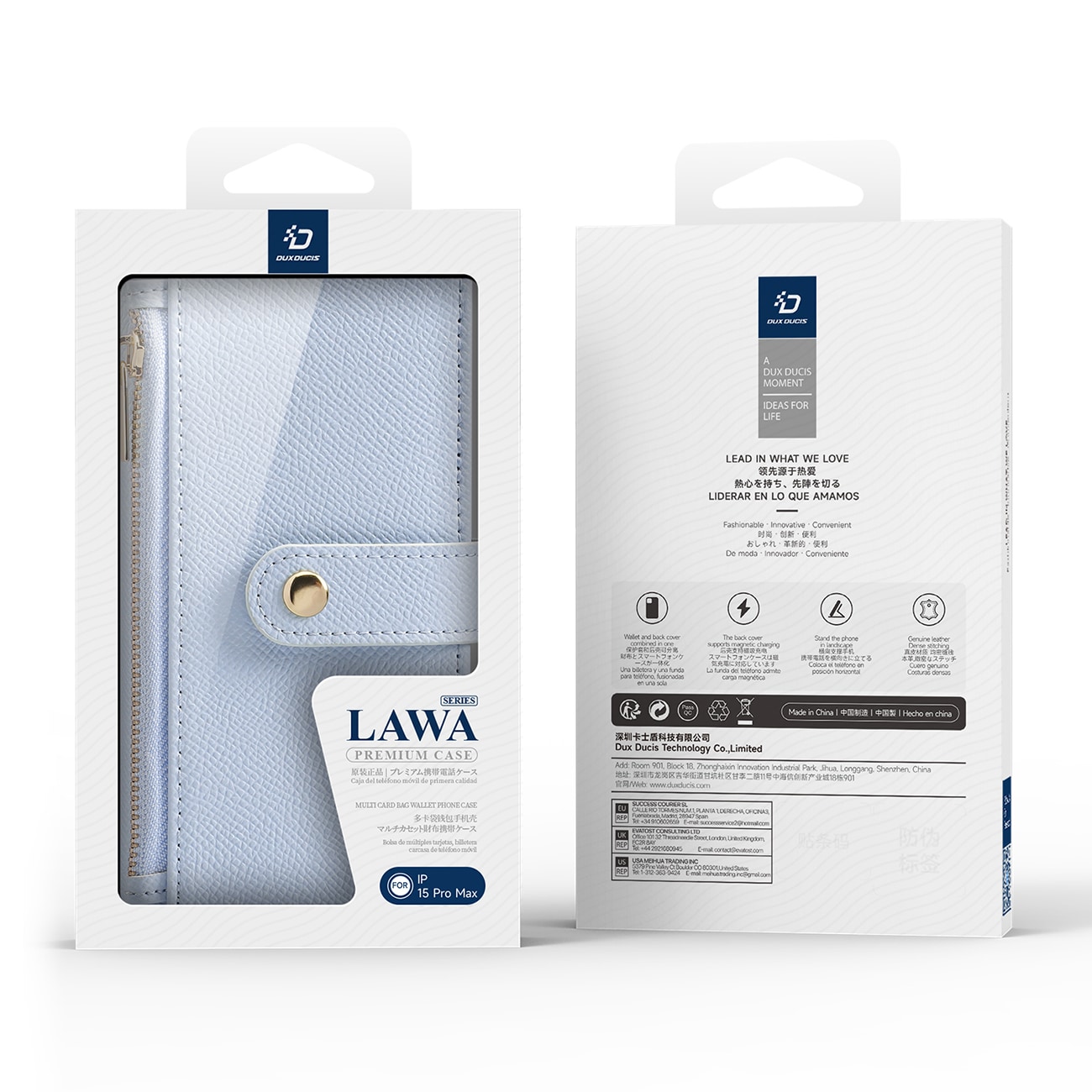 Dux Ducis Lawa Nahkakotelo iPhone 15 Pro:lle - Sininen