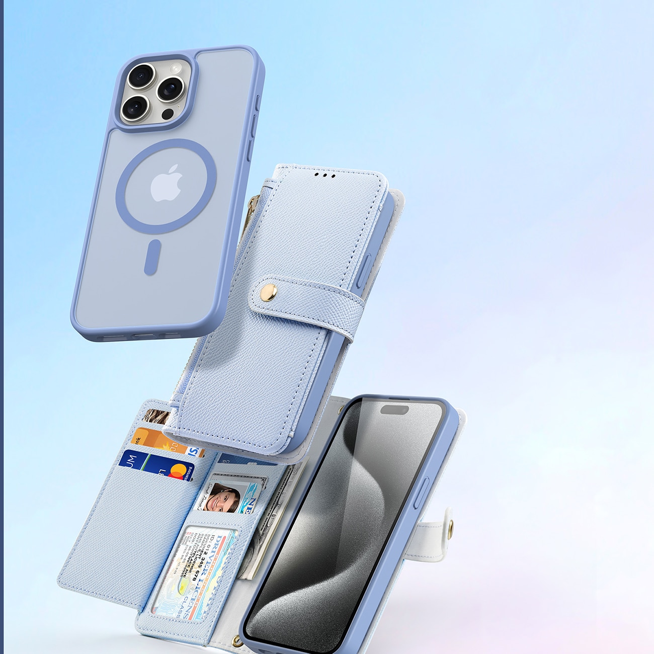 Dux Ducis Lawa Nahkakotelo iPhone 15 Pro:lle - Sininen