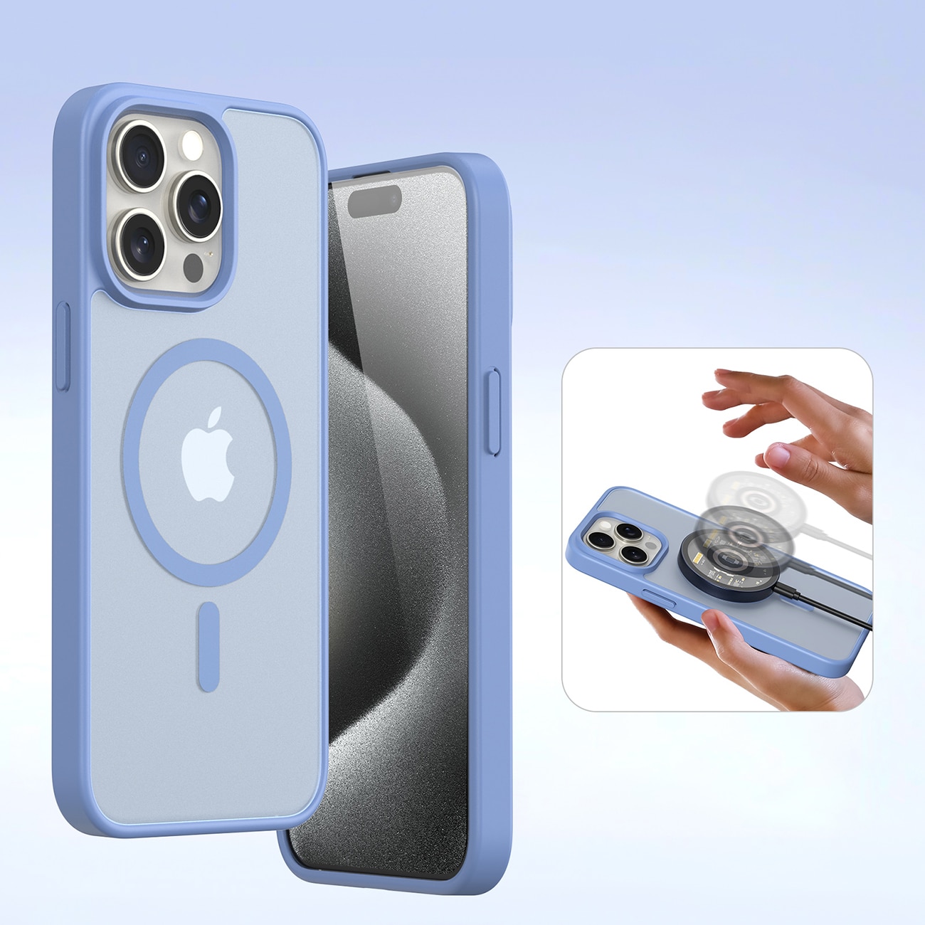 Dux Ducis Lawa Nahkakotelo iPhone 15 Pro:lle - Sininen