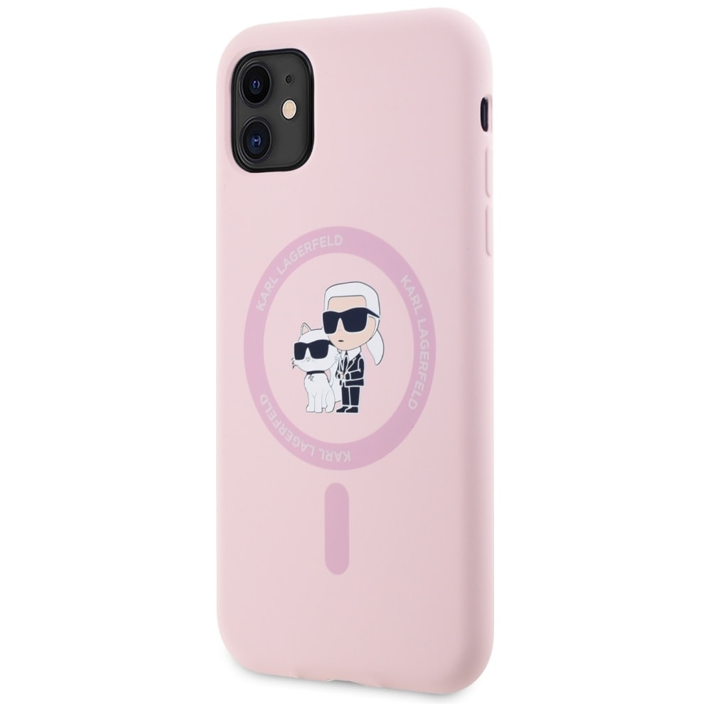 Karl Lagerfeld Silikoni Karl&Choupette MagSafe iPhone 11 Kotelo - vaaleanpunainen