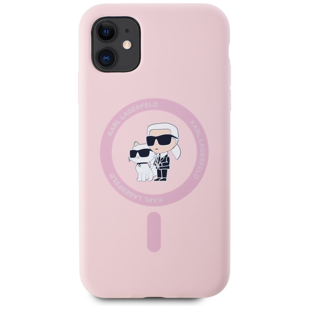 Karl Lagerfeld Silikoni Karl&Choupette MagSafe iPhone 11 Kotelo - vaaleanpunainen