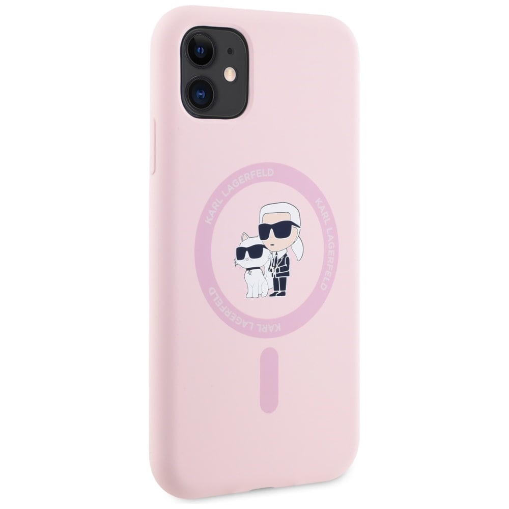 Karl Lagerfeld Silikoni Karl&Choupette MagSafe iPhone 11 Kotelo - vaaleanpunainen