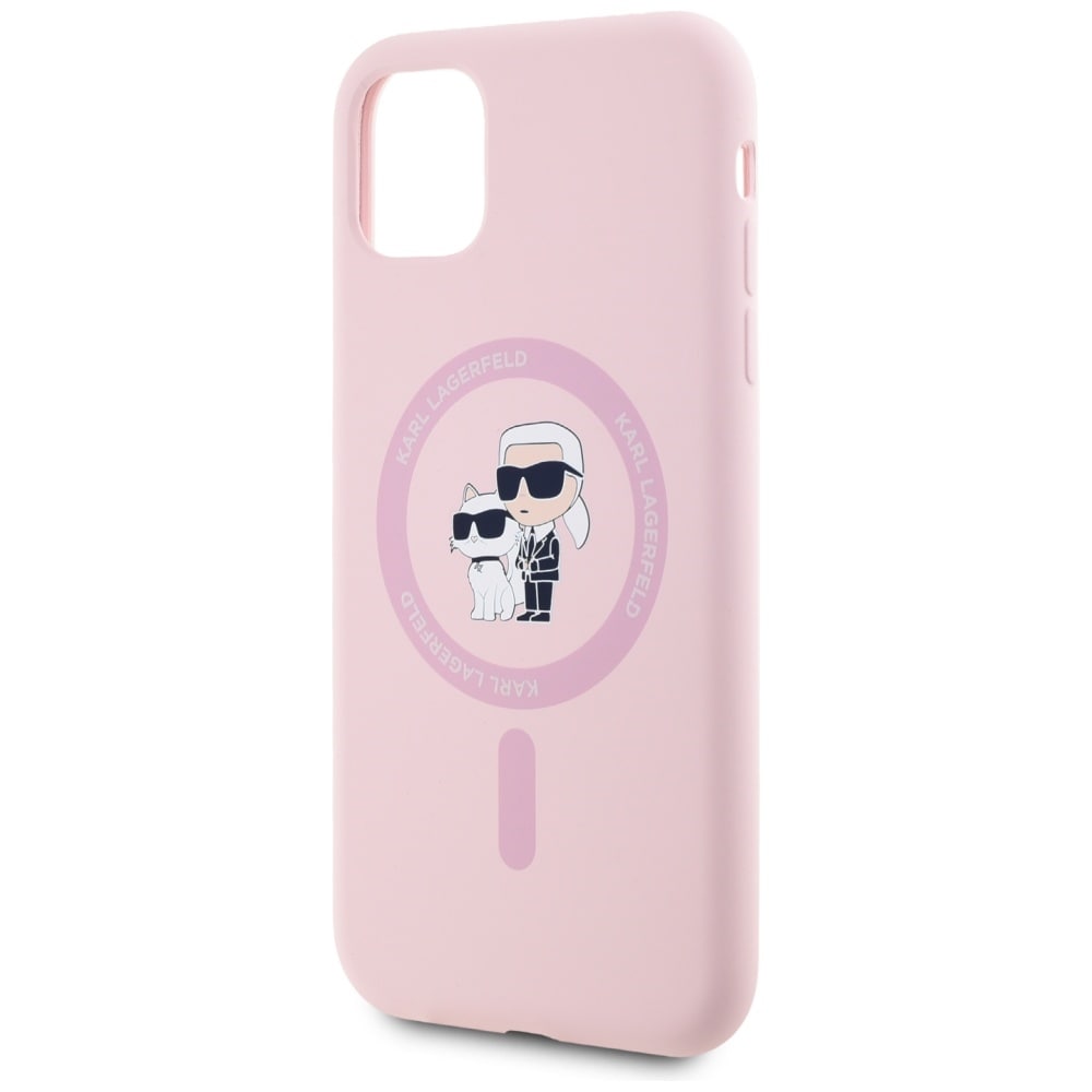 Karl Lagerfeld Silikoni Karl&Choupette MagSafe iPhone 11 Kotelo - vaaleanpunainen