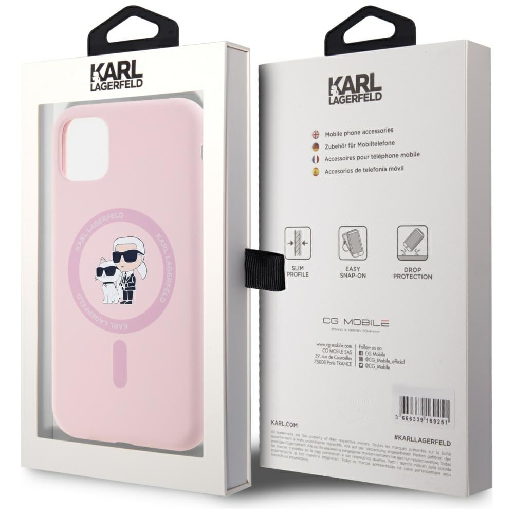 Karl Lagerfeld Silikoni Karl&Choupette MagSafe iPhone 11 Kotelo - vaaleanpunainen
