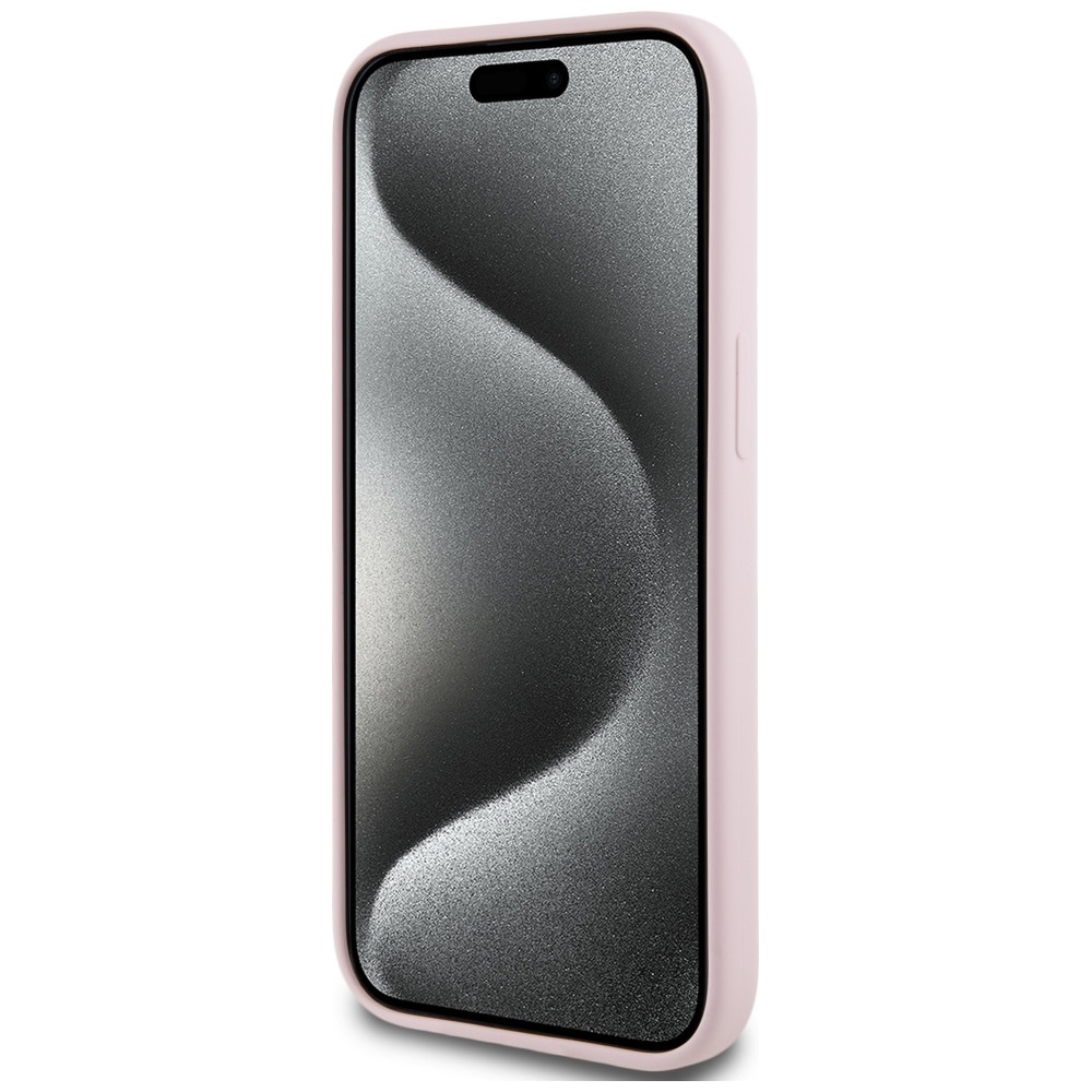 Karl Lagerfeld Silikoni Karl&Choupette MagSafe iPhone 15 Plus kotelo - vaaleanpunainen