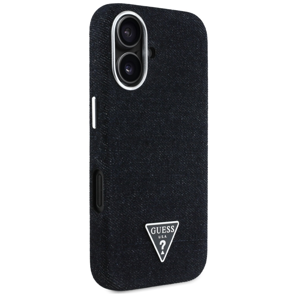 Guess Denim Triangle Logo MagSafe-kotelo iPhone 16:lle - musta