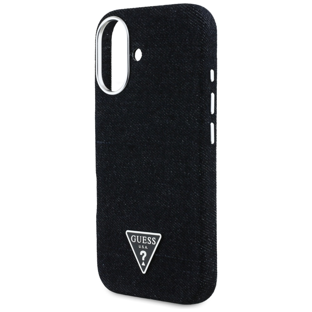 Guess Denim Triangle Logo MagSafe-kotelo iPhone 16:lle - musta