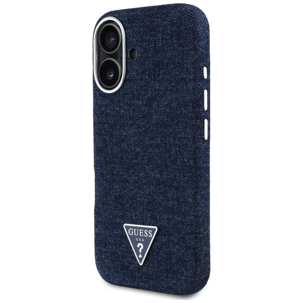 Guess Denim Triangle Logo MagSafe iPhone 16 Kotelo - sininen