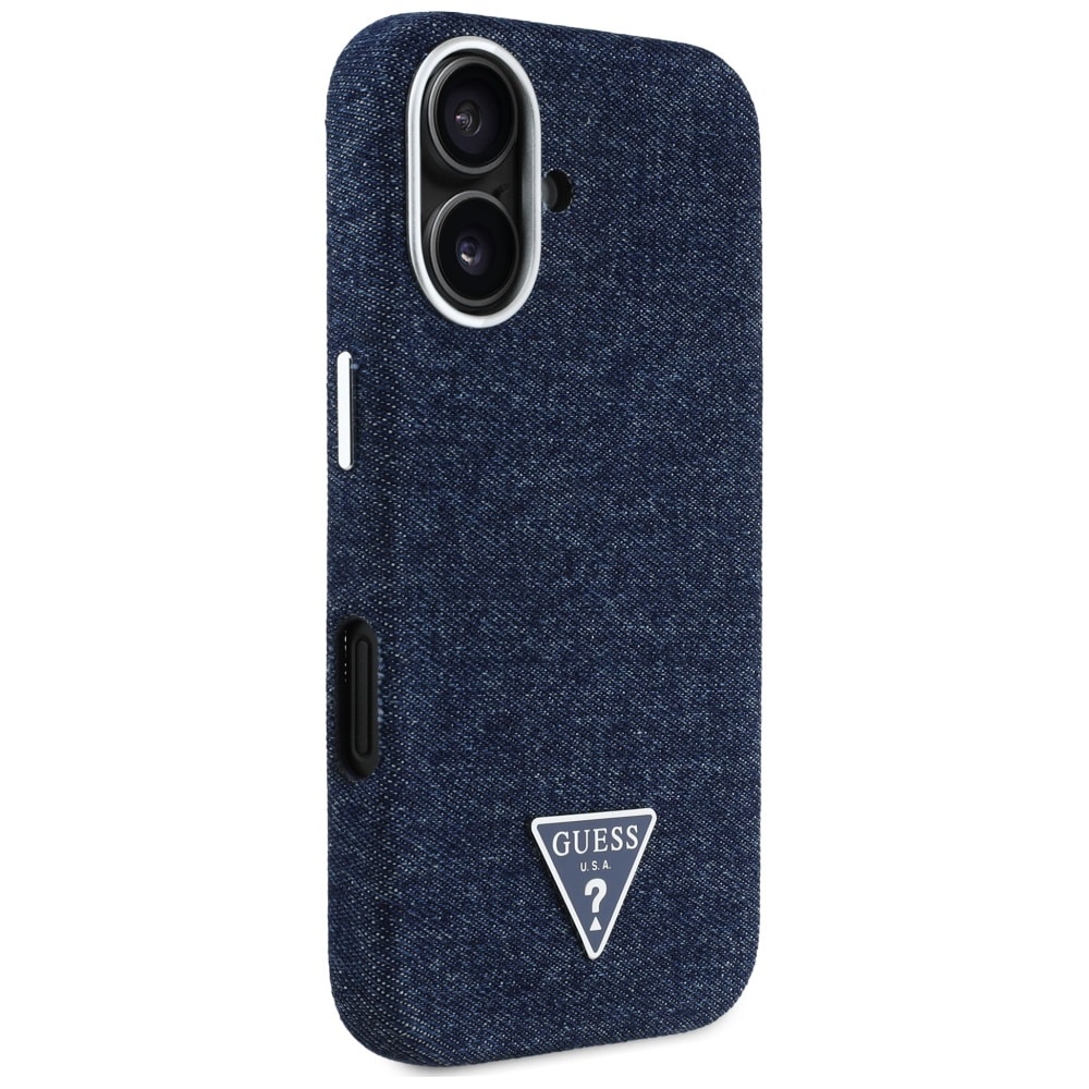 Guess Denim Triangle Logo MagSafe iPhone 16 Kotelo - sininen