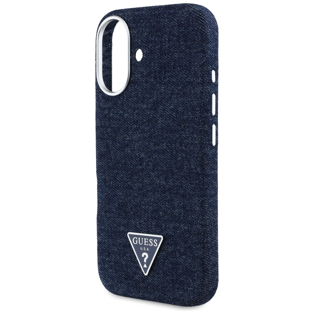 Guess Denim Triangle Logo MagSafe iPhone 16 Kotelo - sininen