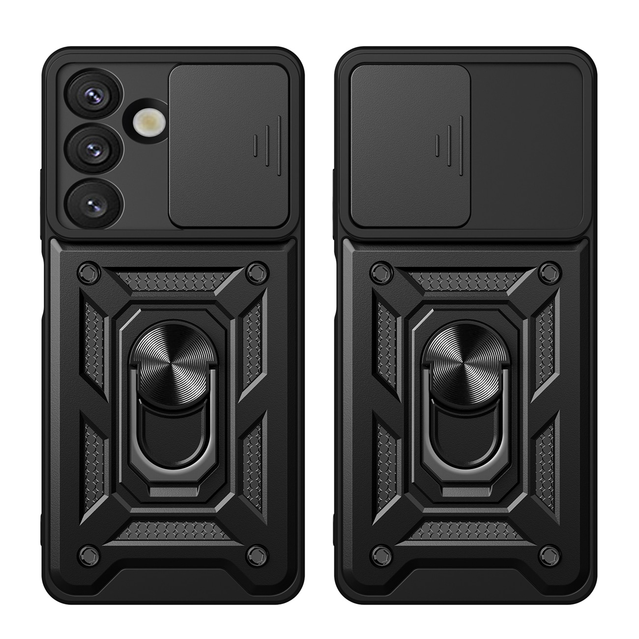 Hybrid Armor Camshield panssaroitu kotelo jalustalla ja kamerasuojalla Vivo V50 5G:lle - musta