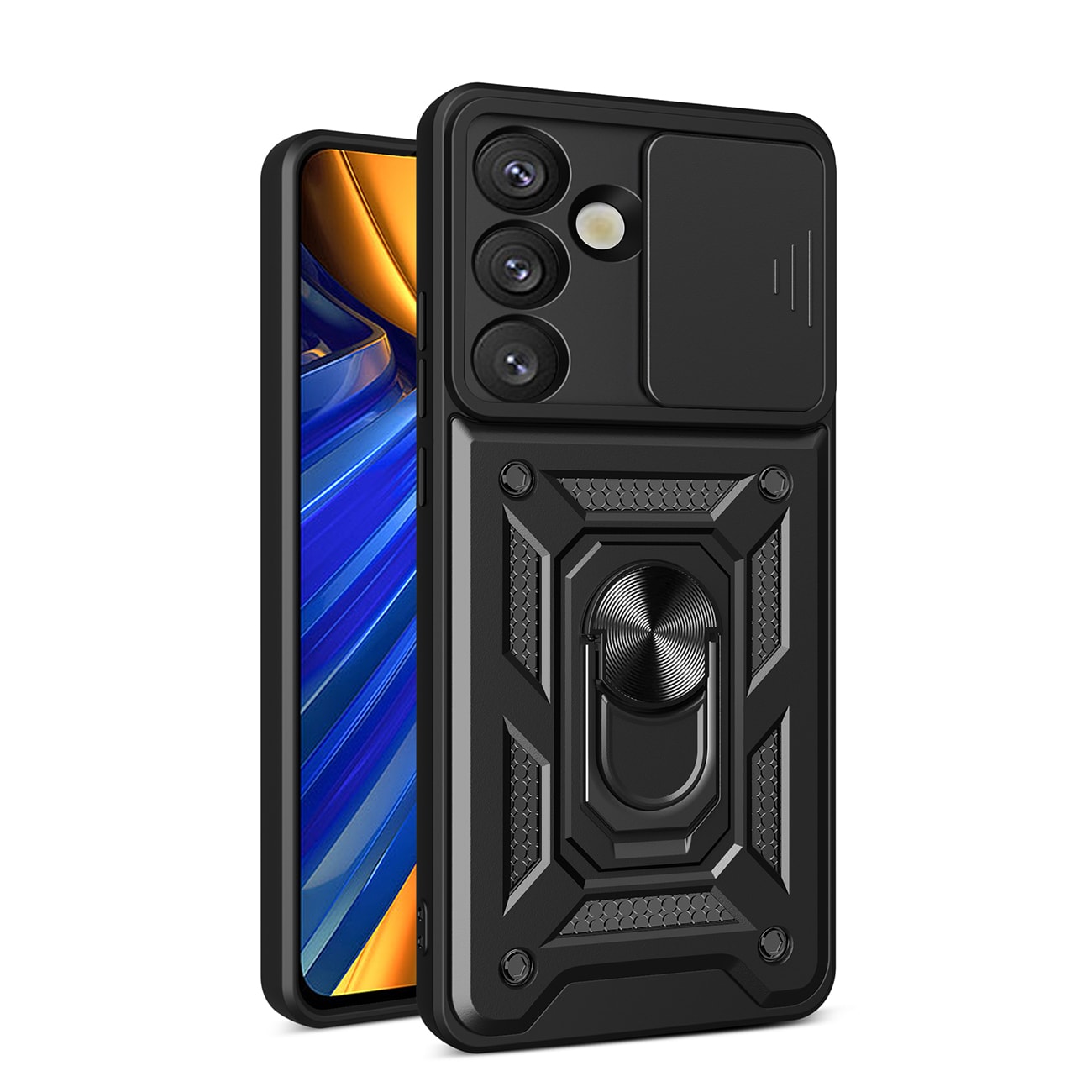 Hybrid Armor Camshield - panssaroitu kotelo jalustalla Xiaomi 15 Ultra 5G:lle - musta