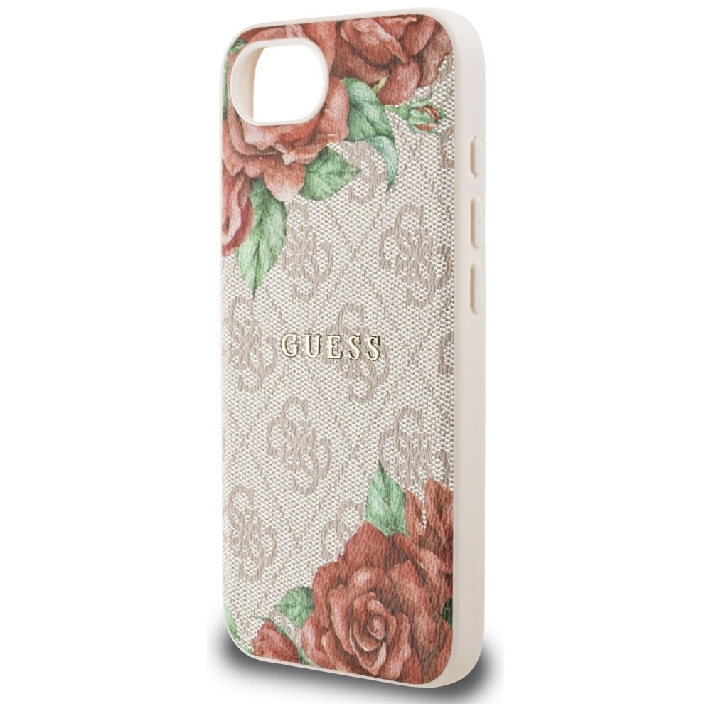 Guess 4G Flowers Print MagSafe iPhone 16e Kotelo - vaaleanpunainen