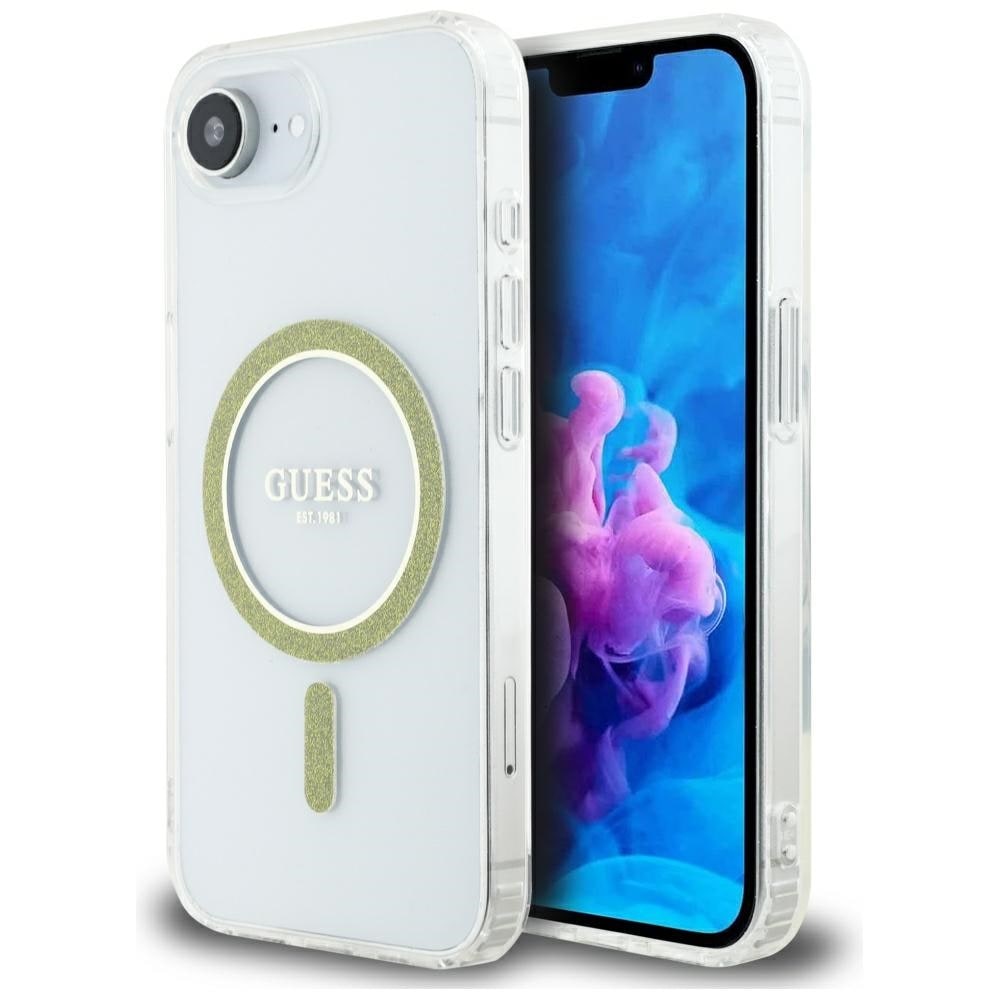 Guess IML Glitter Circle MagSafe iPhone 16e Kotelo - Kirkas