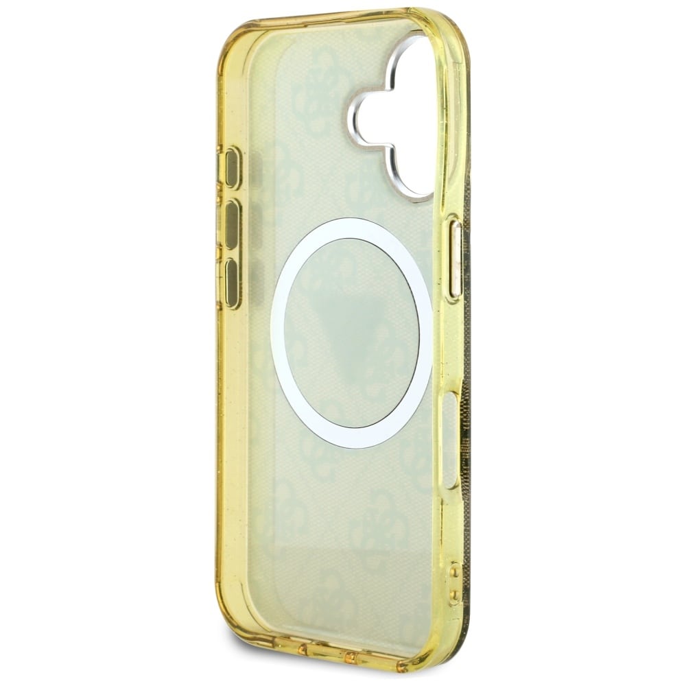 Guess IML Metal Glitter 4G Circle Triangle MagSafe Case for iPhone 16 - ruskea