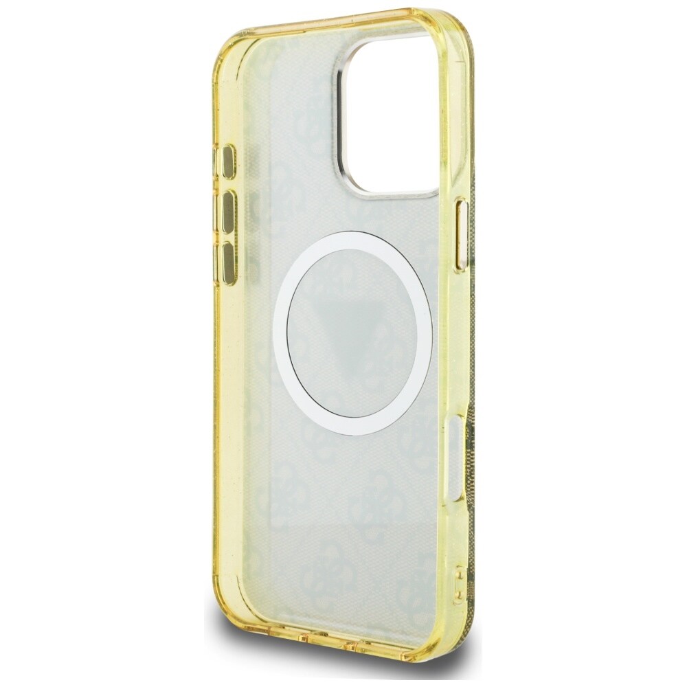 Guess IML Metal Glitter 4G Circle Triangle MagSafe Case for iPhone 16 Pro - ruskea