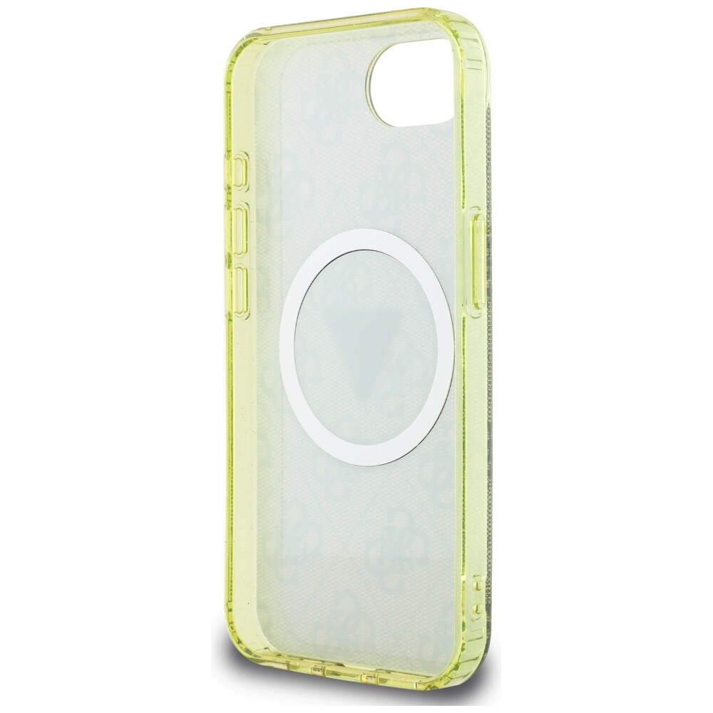Guess IML Metal Glitter 4G Circle Triangle MagSafe kotelo iPhone 16e:lle - ruskea