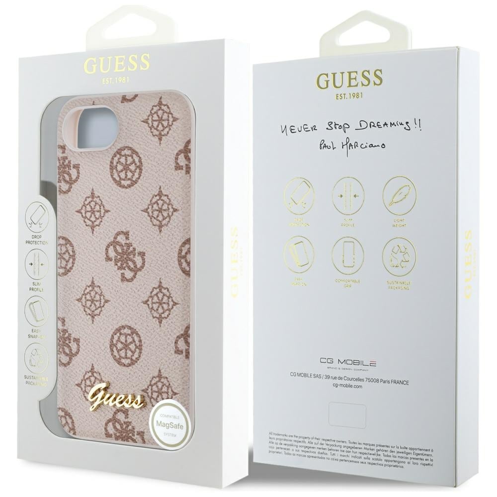 Guess Peony Script Logo MagSafe iPhone 16e Kotelo - ruskea