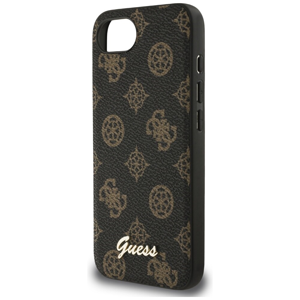 Guess Peony Script Logo MagSafe iPhone 16e Case Musta