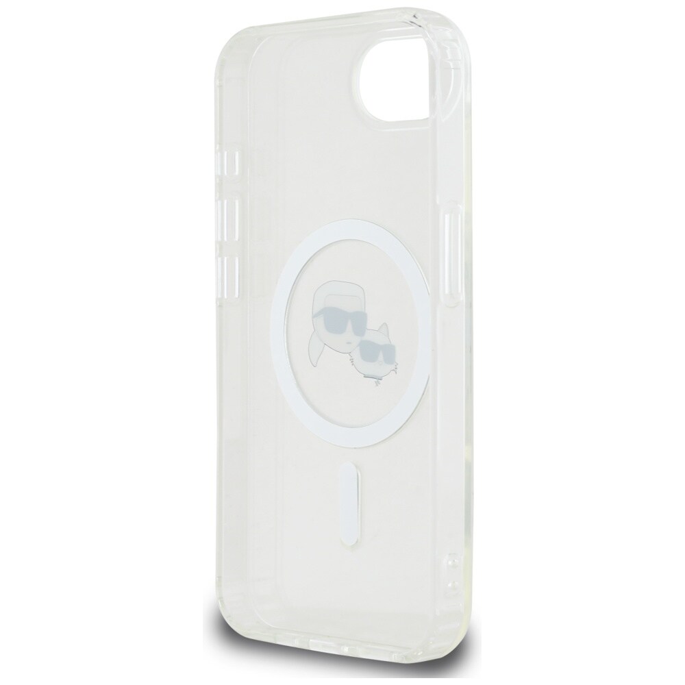 Karl Lagerfeld IML Metal Karl & Choupette Heads MagSafe iPhone 16e Case - Valkoinen