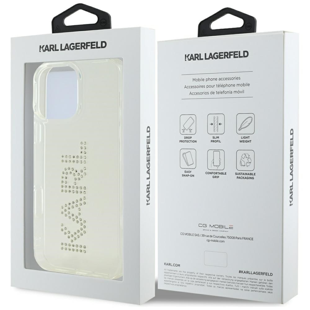 Karl Lagerfeld IML strassit Logo iPhone 16 Pro Case - Kirkas