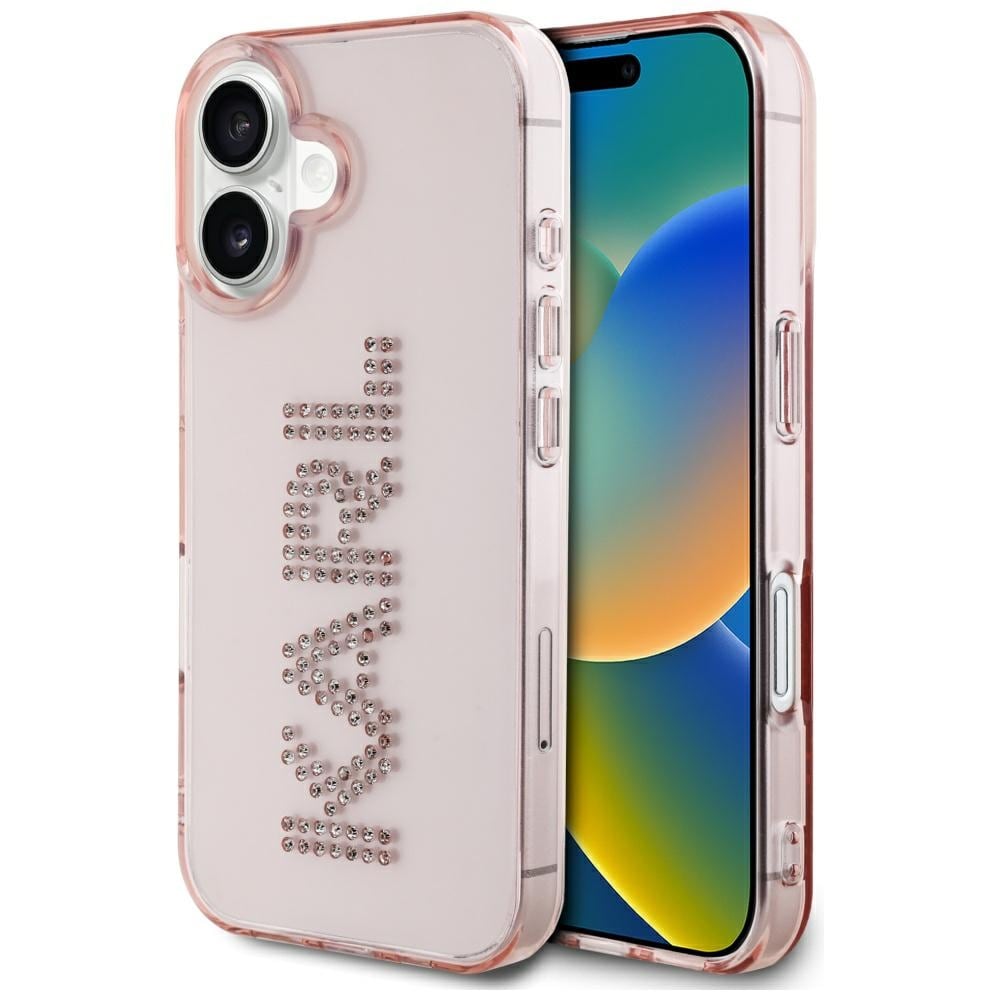 Karl Lagerfeld IML strassit Logo iPhone 16 Case - vaaleanpunainen - vaaleanpunainen