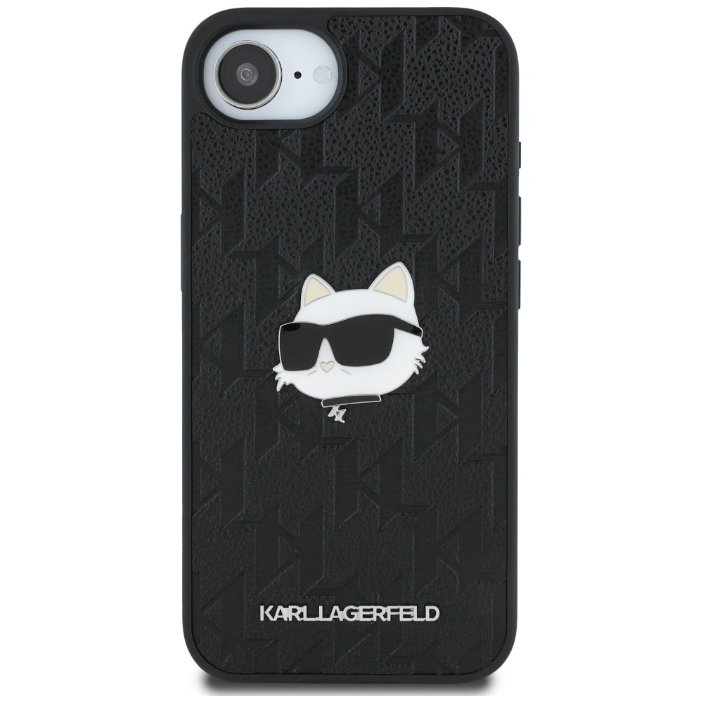 Karl Lagerfeld Monogram Choupette Head Pin iPhone 16e Case - Musta