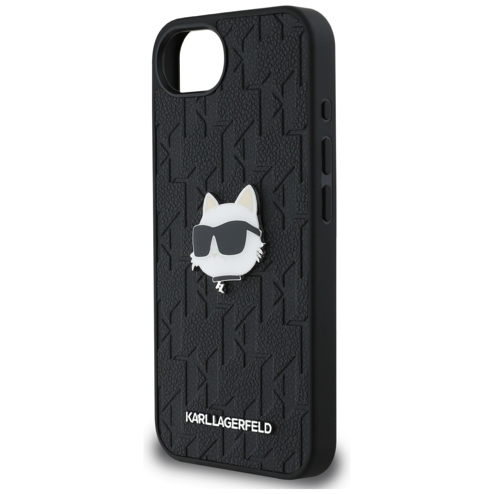 Karl Lagerfeld Monogram Choupette Head Pin iPhone 16e Case - Musta