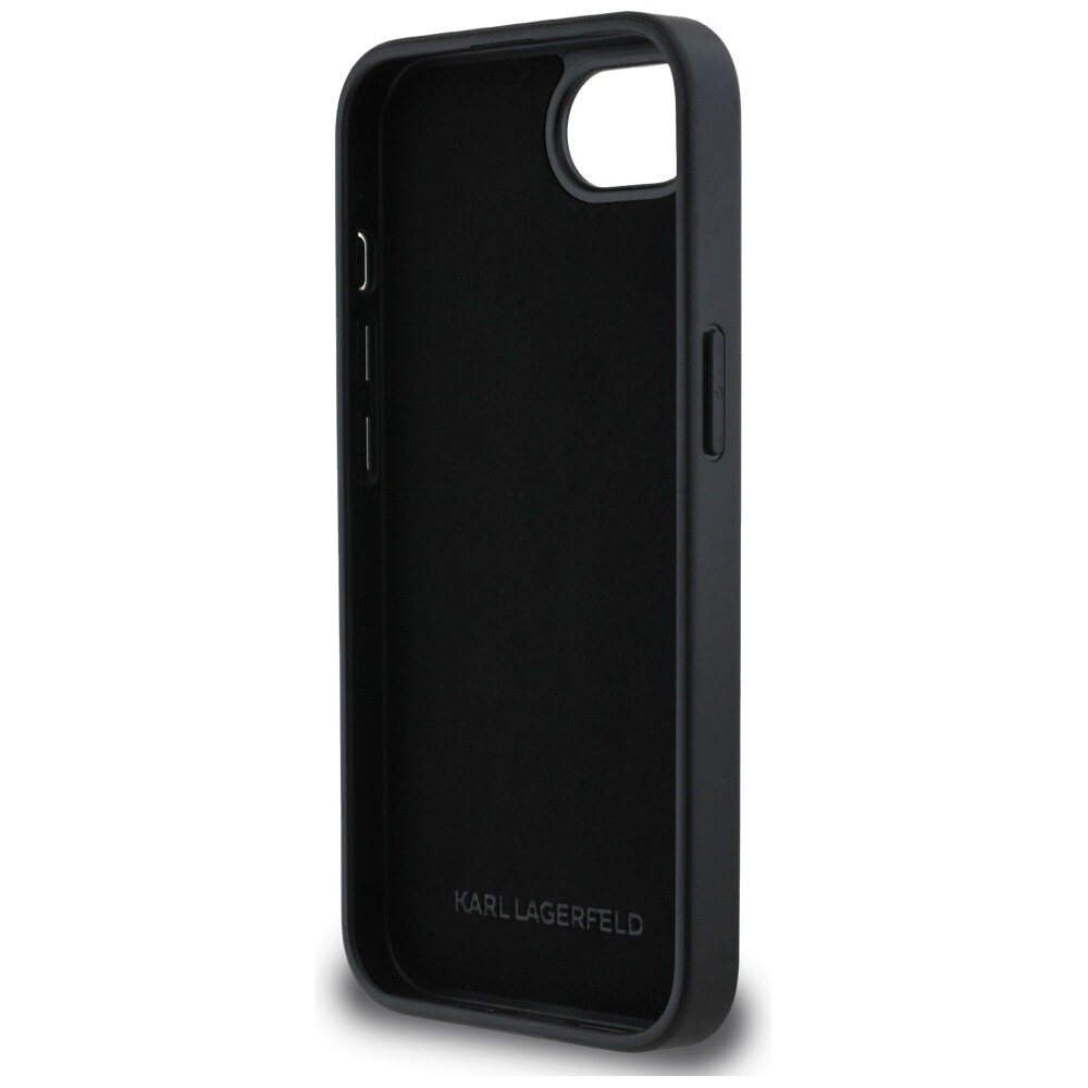 Karl Lagerfeld Monogram Choupette Head Pin iPhone 16e Case - Musta