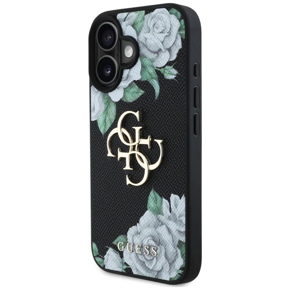 Guess Rakeiset ruusut Big 4G logo tapauksessa iPhone 16 - musta